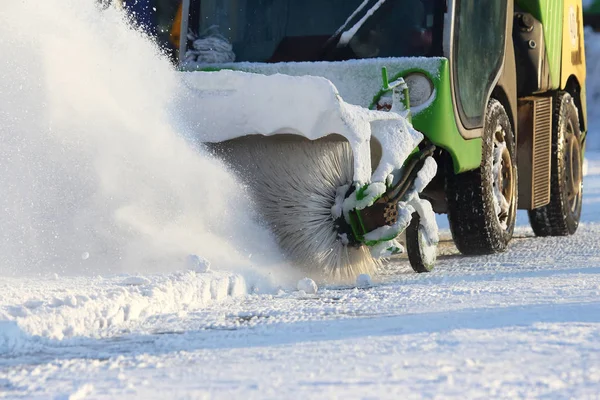 Special Machine Snow Removal Cleans Road — Stock Photo, Image