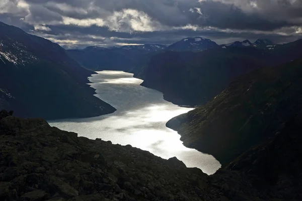 Vedere Spre Lacul Gjende Parcul Naţional Jotunheimen Norvegia — Fotografie, imagine de stoc