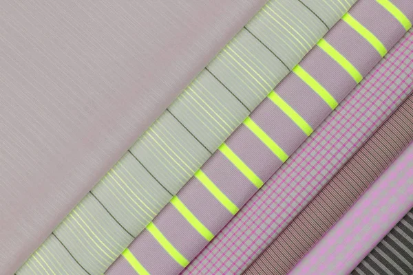 Definir tecido colorido de algodão de textura diferente. Resumo de fundo — Fotografia de Stock