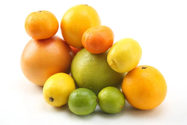 Different Citrus Fruits White Background — Stock Photo, Image
