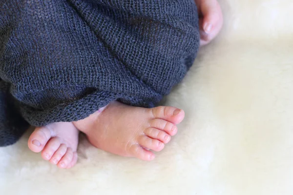 Ноги Спящего Новорожденного Крупным Планом — стоковое фото