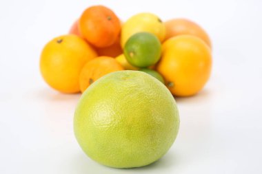 arka plan beyaz arka plan üzerinde farklı narenciye üzerinde greyfurt