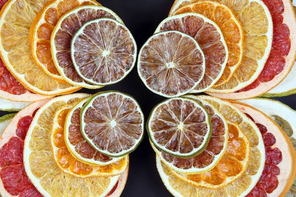 Dried Pieces Citrus Fruit Plat — Stock Photo, Image