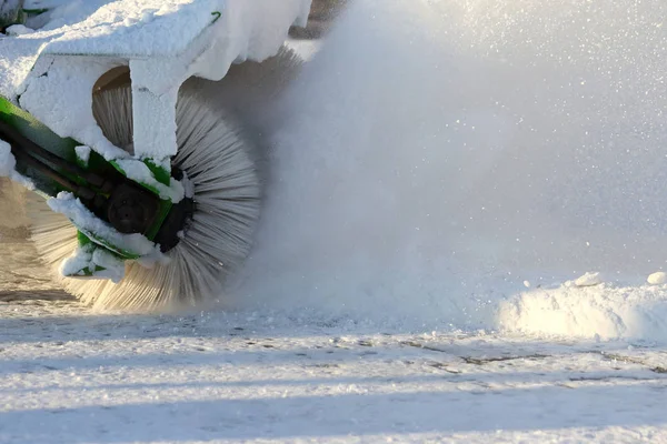 Special Machine Snow Removal Cleans Road — Stock Photo, Image