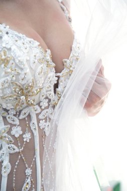 gelinin büstü yakın. moda ve kadın beaut