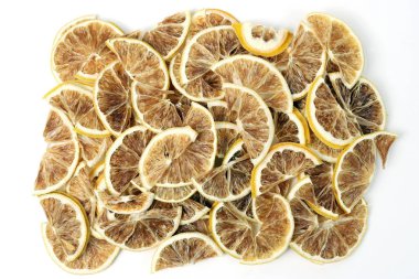 limon dilimleri closeup beyaz zemin üzerine kurutulmuş