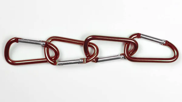 Much bonded to each other aluminum carabiners — Stock Photo, Image