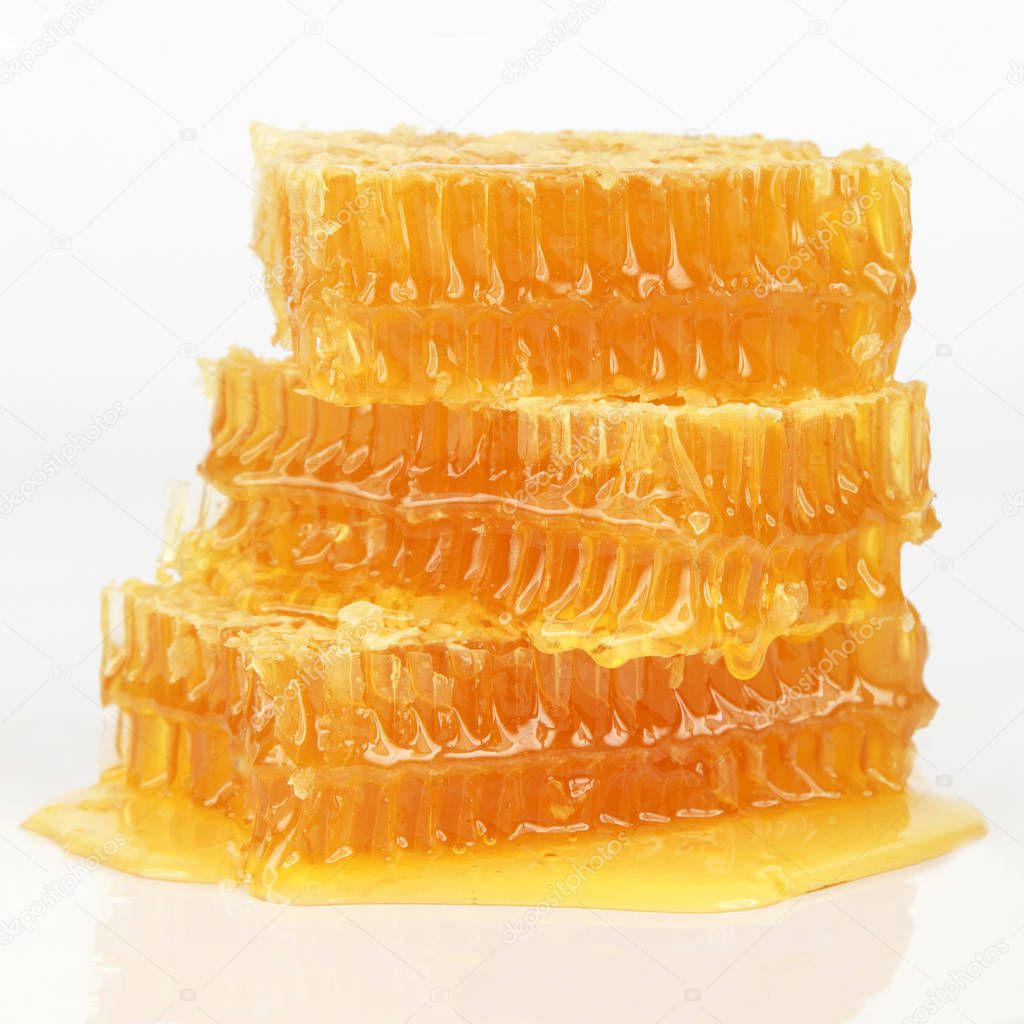 honeycomb on white background. Healthy and vitamin foo