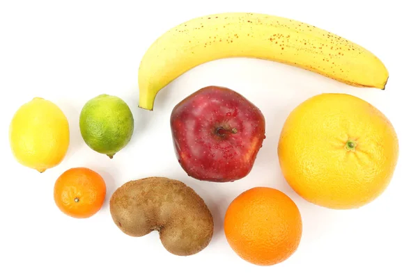 Zestaw różnych owoców na białym tle — Zdjęcie stockowe
