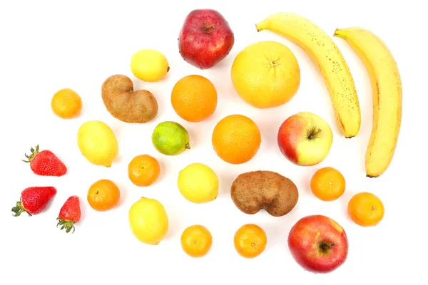 Gran surtido de frutas sobre fondo blanco — Foto de Stock