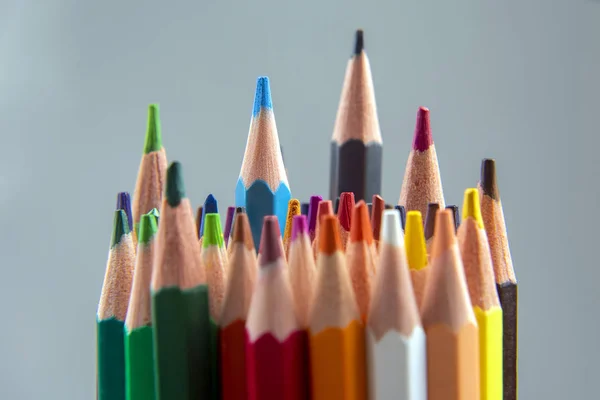 Colored pencils for drawing. Education and creativity. Leisure a — Stock Photo, Image