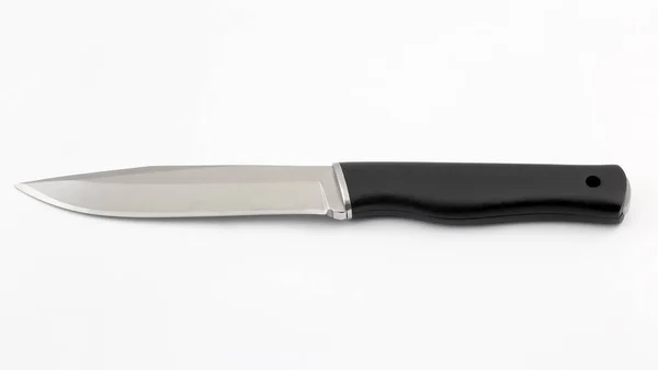 Kniv med svart handtag från Micarta på vit bakgrund — Stockfoto