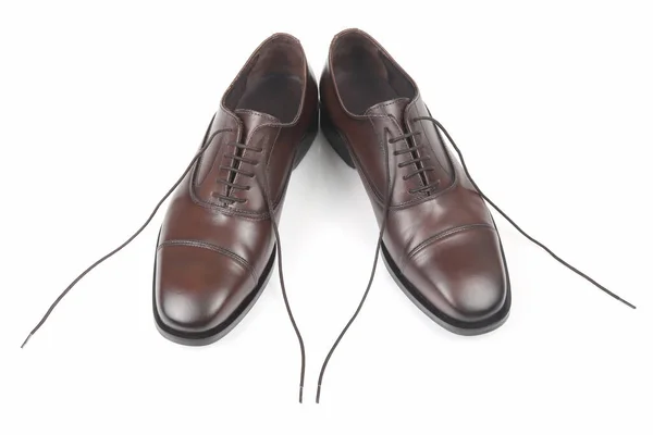 Zapatos Marrones Clásicos Para Hombre Sobre Fondo Blanco Zapatos Cuero —  Fotos de Stock
