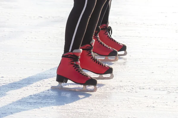 people ice skating on an ice rink. hobbies and leisure. winter sports