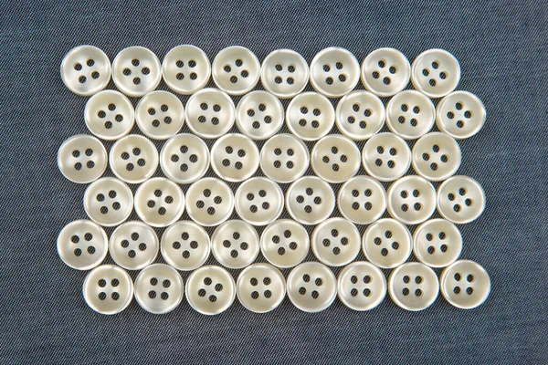 Botões Brilhantes Plásticos Roupa Contexto Tecido Moda Roupas Indústria Fábrica — Fotografia de Stock