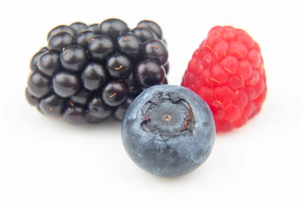 Bleuets Framboises Mûres Vitamine Utile Fruits Alimentaires Sains Petit Déjeuner — Photo