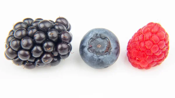 Bleuets Framboises Mûres Vitamine Utile Fruits Alimentaires Sains Petit Déjeuner — Photo