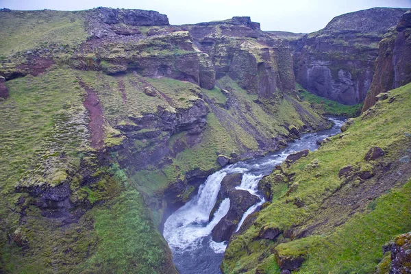 Cascades Dans Rivière Skoda Islande Nature Lieux Pour Merveilleux Voyages — Photo