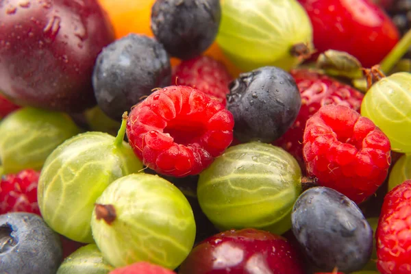 Taze Meyveler Sağlıklı Meyve Vitamini Sağlıklı Sebze Kahvaltısı — Stok fotoğraf