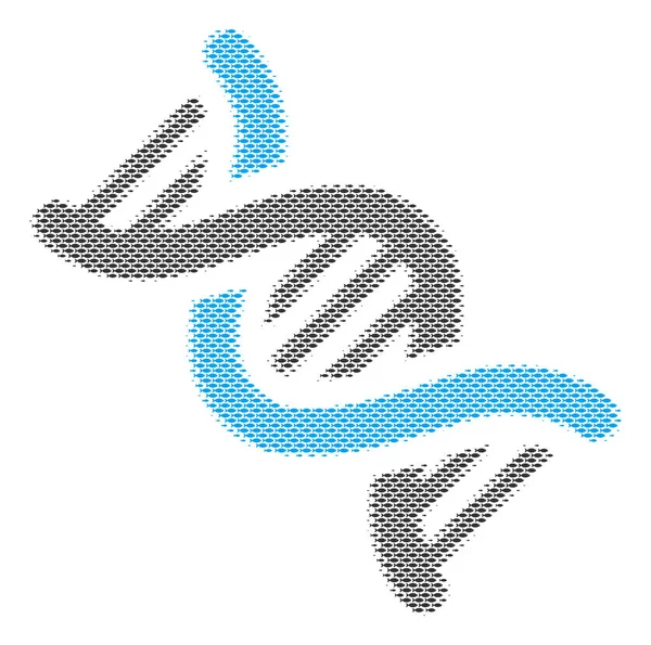 Collage Spirale DNA Pesce — Vettoriale Stock