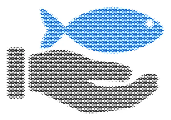 Oferta de mão de peixe Mosaico de peixe —  Vetores de Stock