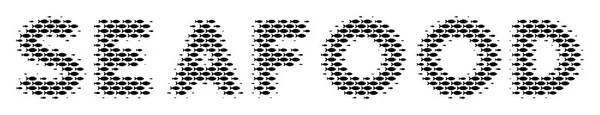 鱼海鲜文字拼贴画 — 图库矢量图片