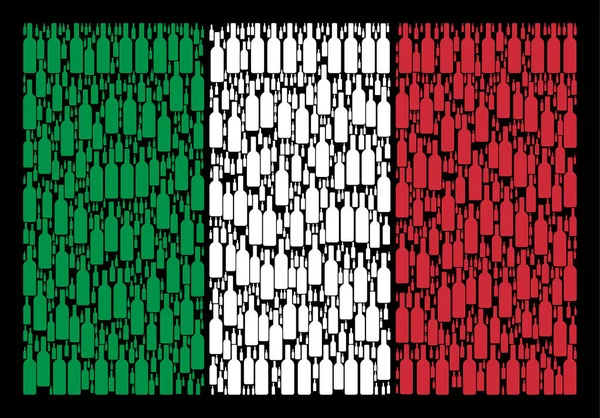 ワインの瓶アイコンのイタリアの旗パターン — ストックベクタ