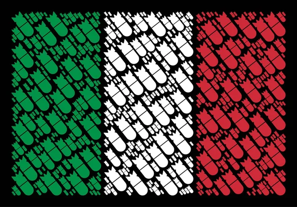 Modello di bandiera italiana di icone di bombe aeronautiche — Vettoriale Stock