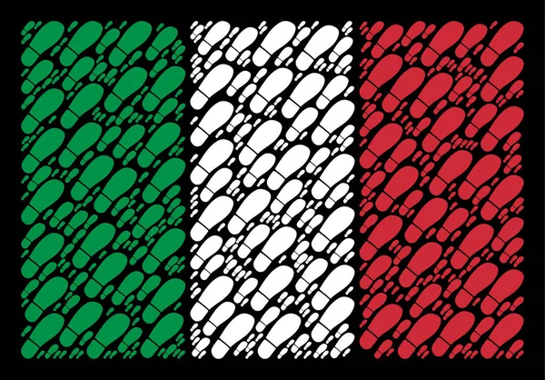 Italy Flag Mosaic of Boot Footprint Icons