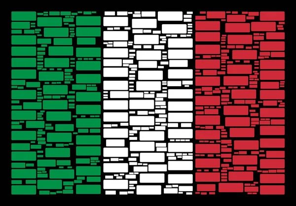 Итальянский флаг коллаж кирпичных икон здания — стоковый вектор