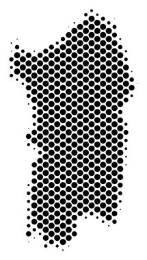 Yarı ton İtalyan Sardunya Adası harita noktalı