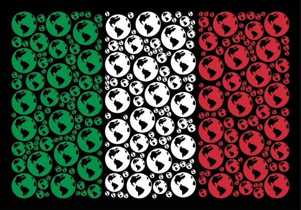 Itália Bandeira Colagem de ícones da Terra —  Vetores de Stock