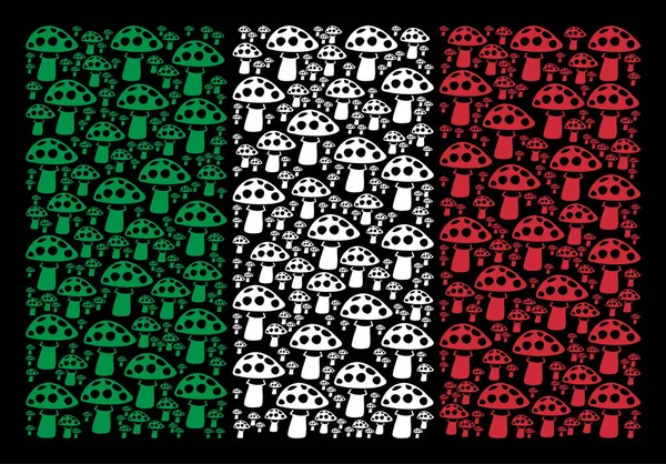 意大利国旗拼贴画蘑菇项目 — 图库矢量图片