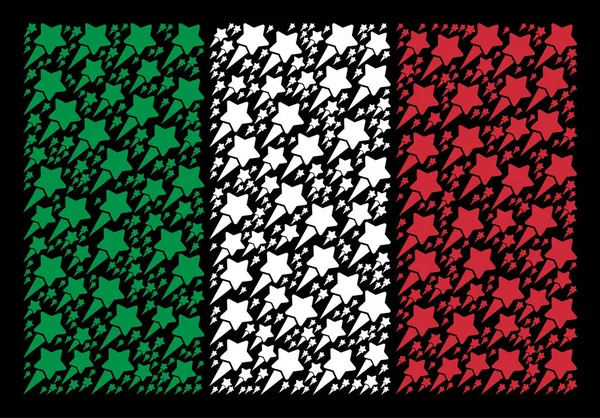 Итальянский флаг коллаж предметов стартовой звезды — стоковый вектор