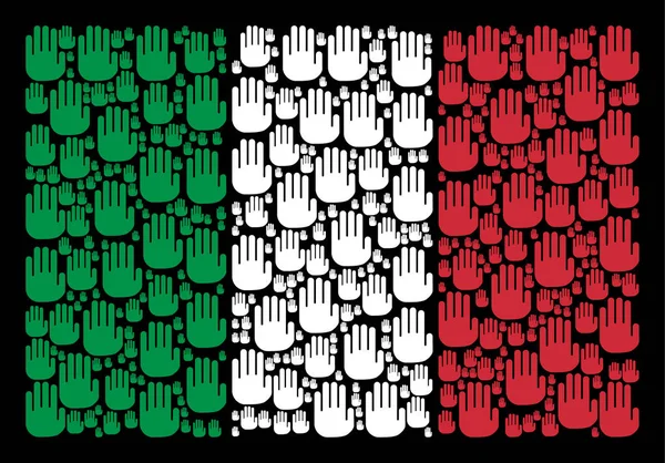 Italian Flag Collage of Stop Hand Icons — Stock Vector