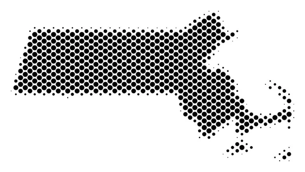 Mapa do Estado de Massachusetts de Halftone Dot —  Vetores de Stock