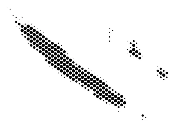 Halbtongepunktete neue Kaledonien-Inselkarte — Stockvektor