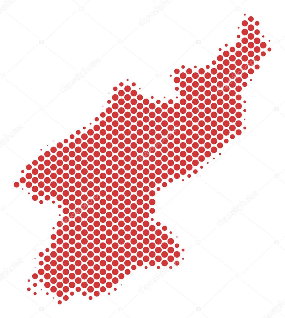 Halftone Dotted North Korea Map