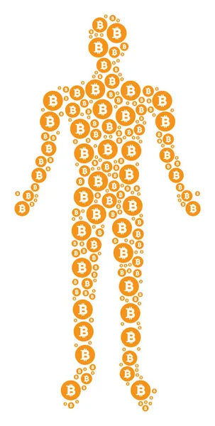 Postać człowieka monety Bitcoin — Wektor stockowy