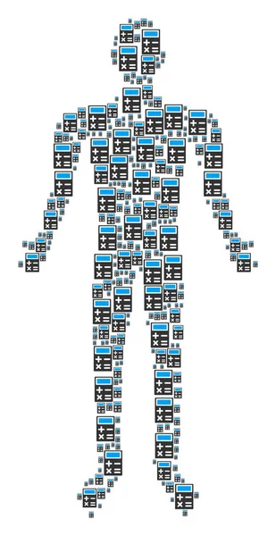 Calculator Man Figure — Stock Vector