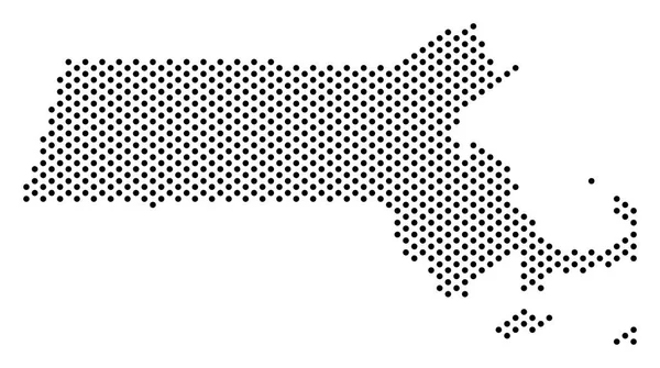 Dot Massachusetts Mappa statale — Vettoriale Stock