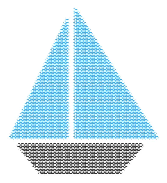 Fish Yacht Composition — Stock Vector