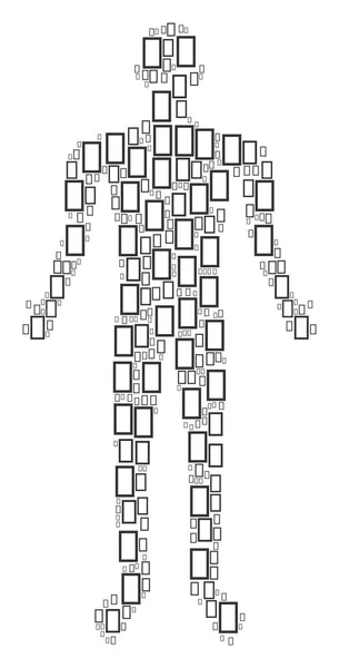 Figura de persona de rectángulo de contorno — Vector de stock