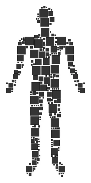 Fylld kvadrat Man figur — Stock vektor