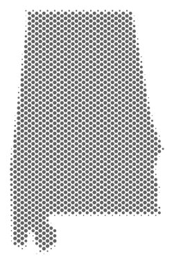 Yarı ton gri Alabama Eyalet harita