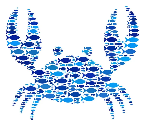 Fish Crab Mosaic — Stock Vector