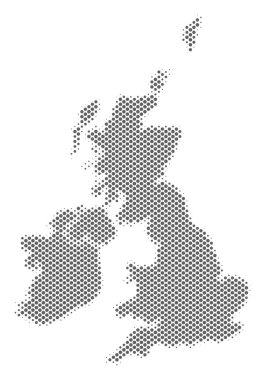 Yarı ton gri Büyük Britanya ve İrlanda Haritası