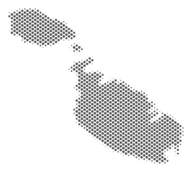 Yarı ton gri Malta Adası Haritası