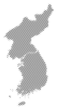 Yarı ton gri Kuzey ve Güney Kore Haritası