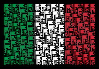 İtalyan bayrağı kolaj öğeleri işaretleme